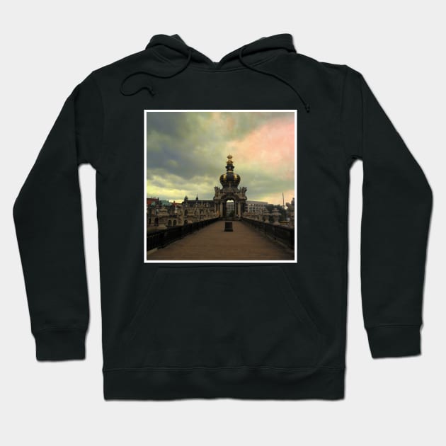 Retro rainbow sky Dresden Germany sightseeing trip photography from city scape Europe trip Hoodie by BoogieCreates